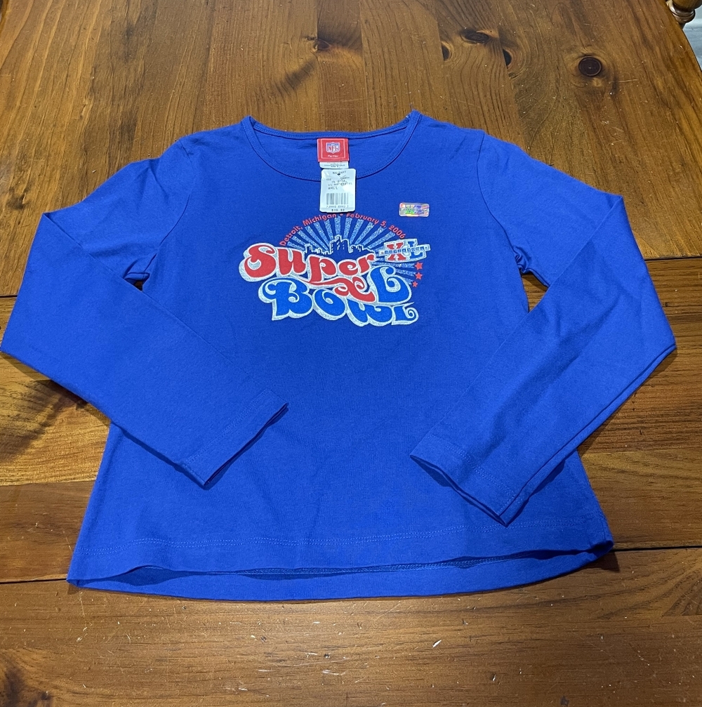 NWT NFL For Her Superbowl XL Detroit Michigan Cotton Glitter‎ Long Sleeve Shirt